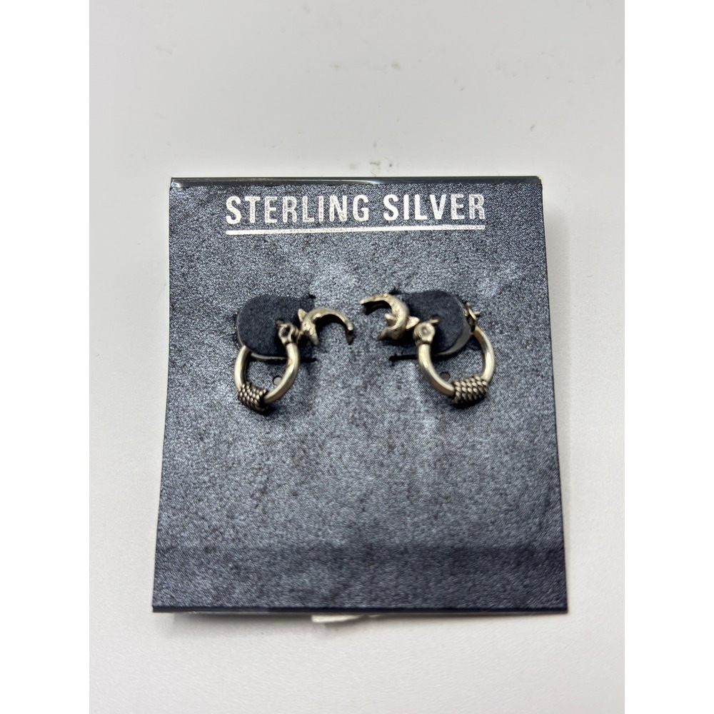 Unbranded Moon Huggie Hoop Earrings Women OS Silver Sterling Silver Celestial
